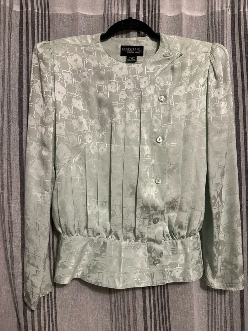 Nordstrom Light Sage Vintage Silk Button Front Blouse
